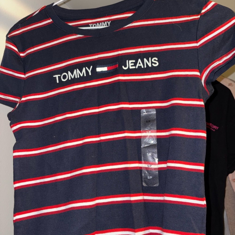 Tommy Hilfiger Women’s Navy and Red Striped Tee